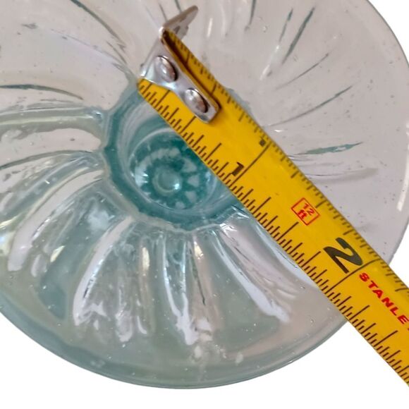 Hand Blown Art Glass Candlestick Holder Taper SINGLE ICY Blue Mexico Beachy Vtg. - Picture 3 of 13